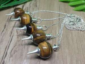 Elégant Agate Oeil de Tigre Boule Pendule Cristal Naturel Quartz Radiesthésie Pendentif pour Reiki Guérison Feng Shui Spirituel Juste Gemstone - Product Image 3