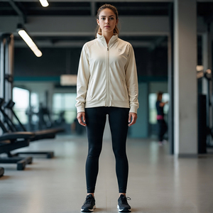 Chaqueta de entrenamiento a prueba de viento transpirable de algodón de punto para mujer de talla grande para gimnasio Fitness Sports - Product Image 6