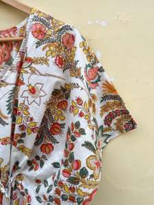 Indien fait à la main 100% coton Kfatan robe pour femmes imprimé fleuri décontracté plage vacances porter pour été automne hiver Bikini couverture - Product Image 3