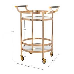 Luxury Gold Metal Serving Rolling Barcart with Glass <b>Shelf</b> <b>for</b> Home Hotel - Product Image 3