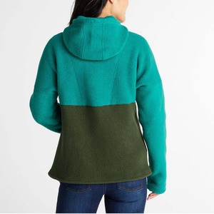 Sudadera con capucha y cremallera de bloque de algodón 100% de gran tamaño para mujer, forro polar pesado de invierno con diseño de logotipo de diamantes de imitación bordados, Frente forrado - Product Image 2