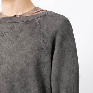 Sudadera de cuello redondo para hombre, Jersey interior de algodón, jersey de cuello redondo de peso pesado, sudadera de lavado ácido para hombre - Product Image 4