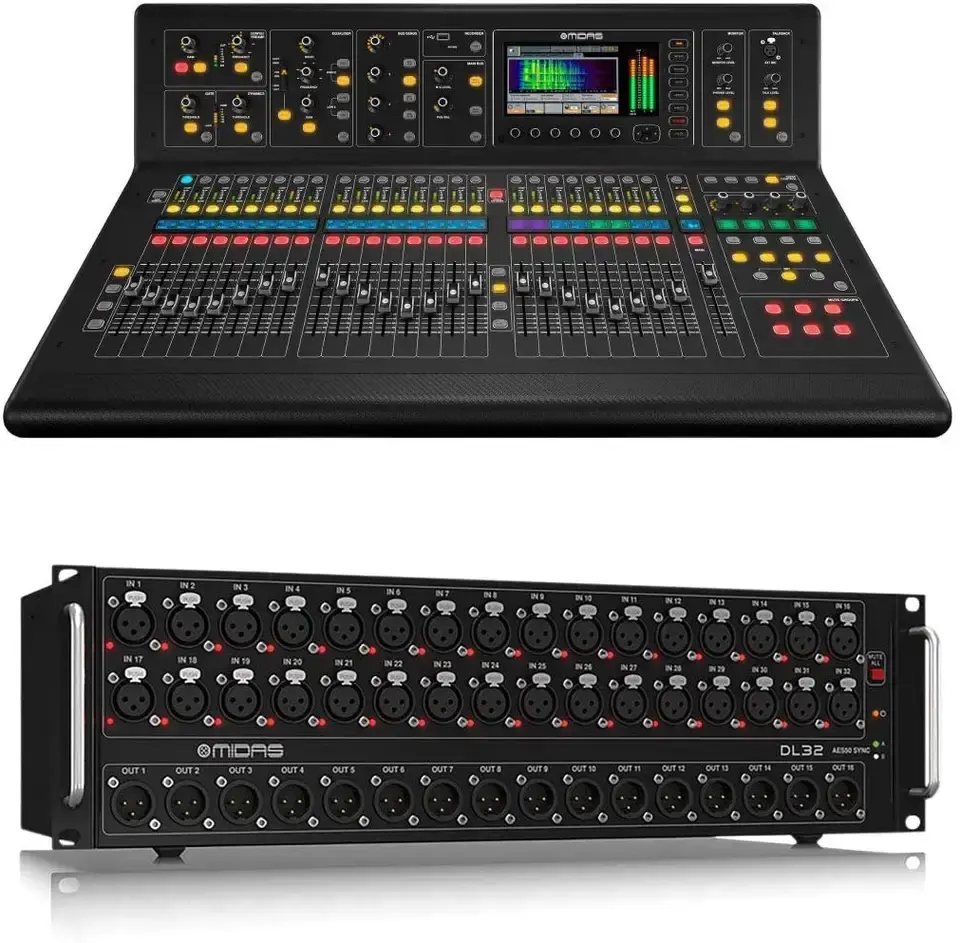 Midas M32R Mixer digitale Live + scatola da palco DL32 + bobina per cavo di rete Cat5 da 150'