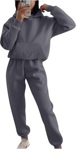 Haute qualité femmes survêtement recadrée à capuche et pantalon ensemble femmes 2 pièces ensemble surdimensionné respirant survêtements pour femmes - Product Image 4