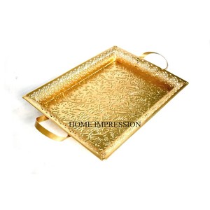 Juego de 2 Bandejas para servir chocolates de proveedor indio con bordes curvos de forma rectangular pulida con espejo brillante acabado en color plateado - Product Image 4