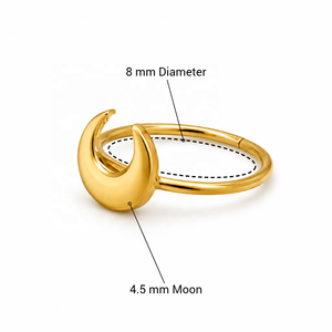 JJBRAVO Solid Gold <b>Moon</b> Shape Minimalist Contemporary Nose Stud and Cartilage Piercing for Women Fine Jewelry OEM ODM Wholesale - Product Image 6