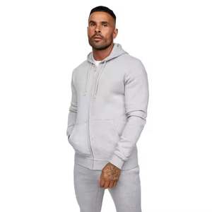 Chaqueta con capucha Terry con cremallera para hombre de estilo básico de alta calidad en blanco personalizada 2025 - Product Image 2