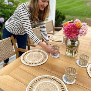 Mantel Individual de mimbre Natural Vintage artesanal, manteles de mesa, placa de cargador de algas marinas redondas tejidas para decoración de cesta de pared artística de boda - Product Image 6