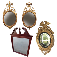 Miroir mural en verre Art Déco européen avec cadre en bois massif naturel, écologique et durable pour la décoration de salon et de maison