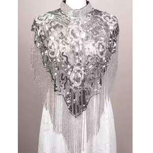 Elegant Vintage Festive Burlesque <b>Cape</b> Plus Sizes Breathable Beaded Sequins Short Beautiful Straight Spring Autumn Stand - Product Image 3