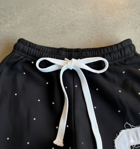 Pantalones de Algodón Grueso Personalizados con Apliques, Cordón Ajustable, Estilo Holgado, Pierna Ancha, Rectos, Extra Grandes, con Pedrería, para Hombre - Product Image 4