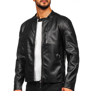 แจ็กเก็ตหนังพียูสำหรับผู้ชายแจ็คเก็ตหนังมีซิปคอตั้งสำหรับฤดูใบไม้ร่วงฤดูหนาว - Product Image 3