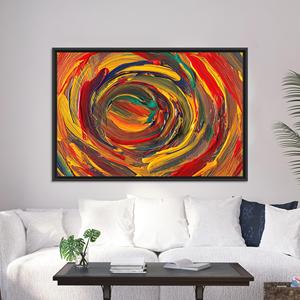 Vibrant Red and Yellow Swirl <b>Canvas</b> Print: Modern Wall Art,BLACK <b>FRAMED</b> <b>CANVAS</b> - Product Image 1