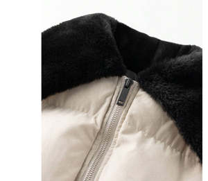 Veste matelassée décontractée d'hiver en polyester pour homme, à capuche bicolore - Product Image 3