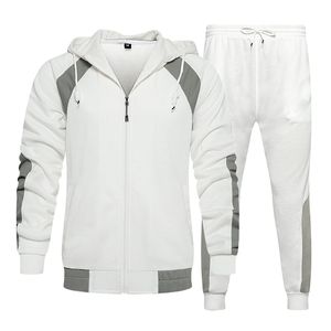 Ensemble 2 pièces de survêtements décontractés de couleur unie avec logo personnalisé pour hommes - Product Image 1