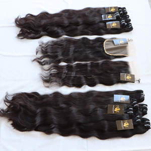Extensiones de pelo Natural de visón, cabello humano virgen indio sin procesar, con cierre de encaje, cabello virgen brasileño alineado con cutículas - Product Image 1