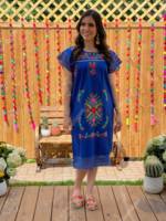 2025 élégant vêtements quotidiens mexicain brodé Vintage à manches courtes 100% coton dames Mini robe magnifique jolie brodé à la main