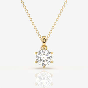 Colgante de plata de ley de seis puntas de diamante de moissanita chapado en rodio certificado IGC de corte redondo incoloro () VVS 1 claridad - Product Image 1
