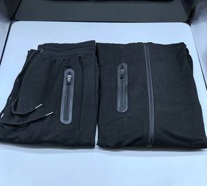 Men's Cotton Training Sets Gym Sportswear <b>Zipper</b> <b>Hoodie</b> Casual Sports Hooded 2-Piece Top Pants <b>Black</b> Sweatshirts Sweatpants Logo - Product Image 6