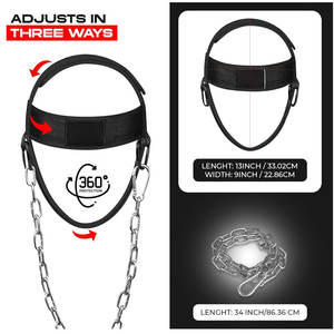 สายรัดคอสำหรับฝึกยกน้ำหนักที่คอสายรัดศีรษะสร้างกล้ามเนื้อพร้อมโซ่และสายเหล็กยาวที่ปรับได้ - Product Image 6