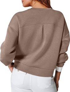 Femmes 2024 Printemps Nouvelle Mode Plissée O Neck Pullover Sweatshirts Fabricant Manches Longues Casual Female Pullovers - Product Image 3