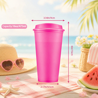 Gobelets en plastique réutilisables personnalisés de 16 oz avec couvercle et paille, sans BPA, anti-fuite, pour fêtes et café glacé, vente en gros