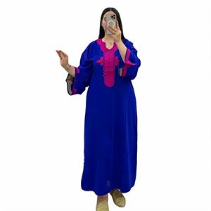 Women Plus Size Abaya With Embroidery Detail Three Quarter Sleeve Modest <b>Dress</b> A Length Loose Fit Daily Wear Middle East Style - Product Image 3