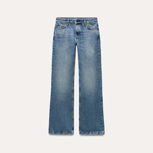 Pantalon évasé taille haute personnalisé pour femmes denim respirant délavé en foncé style bootcut confortable pour une tenue décontractée - Product Image 1