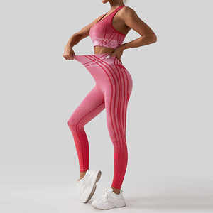 oem yoga apparel set for women two piece activewear <b>leggings</b> and top breathable soft stretch fabric for workouts or yoga - Product Image 5