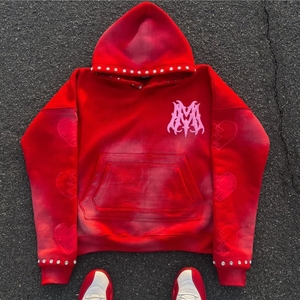 Sudadera con Capucha de Alta Calidad, Estilo Vintage, con Pedrería, 2 Piezas, Unisex, Invierno, 100% Algodón, Gruesa, Estilo Urbano - Product Image 3