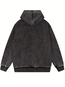 เสื้อสเวตเตอร์ผ้าคอตตอน100% หนาของผู้ชายเสื้อฮู้ดสีดำสไตล์วินเทจ - Product Image 2