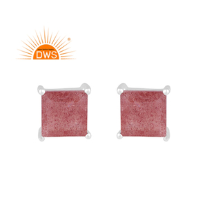 Gran Venta de pendientes de plata de ley fina, piedra preciosa Natural fresa de cuarzo, fabricante de joyería personalizada - Product Image 1