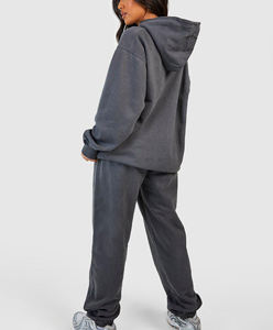 Venta al por mayor 100% de algodón y pantalones de chándal Sudadera con capucha Conjunto Mujeres logotipo personalizado de alta calidad de invierno Zip up Jogger Mujeres Sudadera con capucha conjunto de las mujeres - Product Image 5