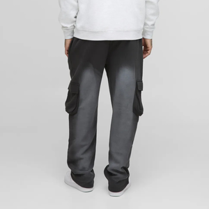 Venta al por mayor de pantalones de gran tamaño de los hombres 100% de algodón personalizado logotipo impreso DTG con bolsillos cargo laterales Sunfade lavado Hombre Pantalones de chándal - Product Image 6