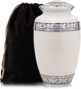 โกศสำหรับผู้ใหญ่ผู้ใหญ่สีขาวดีไซน์ทันสมัยโลหะอะลูมิเนียมทนทานสำหรับขี้เถ้าของมนุษย์3.5 LTR - Product Image 2