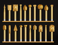 Ensemble de 20 pièces : fraises rotatives en carbure de titane à tige allongée de 40 mm (pour la sculpture sur bois, le dégrossissage et le polissage)