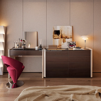 Coiffeuse Moderne en Bois à 8 Tiroirs Sur Mesure avec Miroir et Éclairage pour Chambre à Coucher