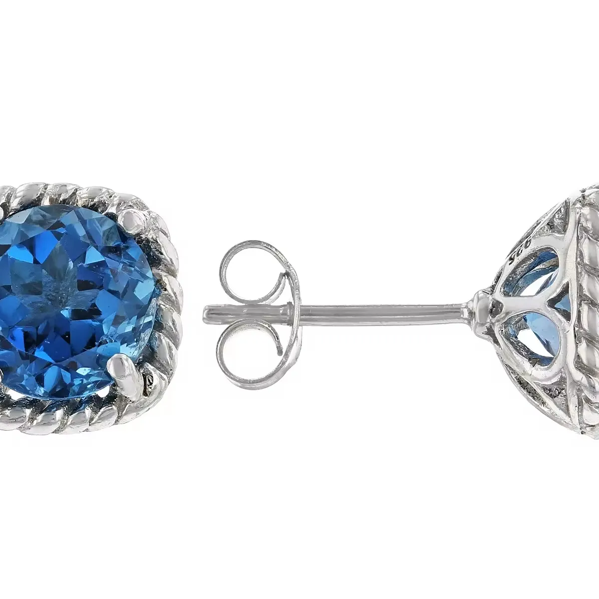 Londoner blauer Topas-Stiftohrringe: Rhodium Über Sterling-Silber | exquisite feine Schmuckteile | tiefblaue Eleganz mit zeitlosem Reiz