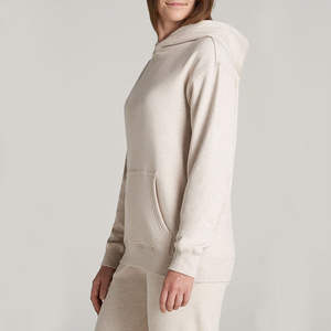 Sudadera con capucha 100% algodón en blanco liso gota hombro pulóver Sudadera con capucha de alta calidad de gran tamaño mujeres pulóver sudaderas con capucha - Product Image 3