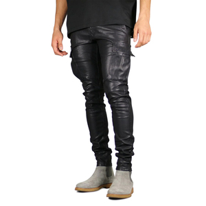 Pantalones de Cuero Casuales para Hombre, Estilo Nuevo, Ajustados, de Color Sólido, Cintura Media Alta, Ligeros, para Invierno y Otoño, Moda en Línea - Product Image 3