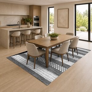 RUGS DEPOT LXDP-0950 Wholesale Grey Silver Modern Vintage Digital Printed Machine Washable Chenille Area Rug Non <b>Slip</b> - Product Image 4