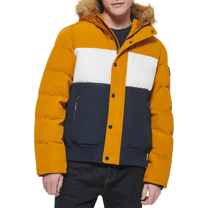 Chaqueta de Invierno para Hombre, Acolchada, con Capucha, Bloques de Color, Aislante, Abrigo Cálido con Cremallera para Clima Frío, Ropa de Exterior - Product Image 1