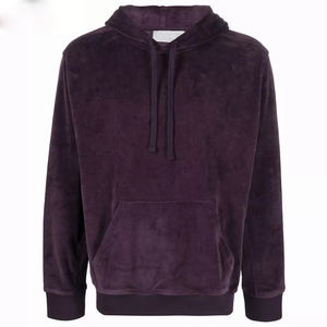 Sweat à capuche en velours de haute qualité pour hommes Sweat-shirt d'hiver épais avec capuche en tissu velours à motif solide - Product Image 4