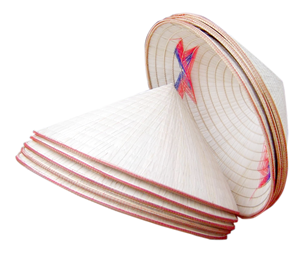 Sombrero cónico pintado con bordado de arte tradicional de Vietnam, sombrero cónico en forma de pirámide con correas, sombrero cónico de hoja de palma de varios tamaños - Product Image 1