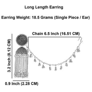 Efulgenz Indian Wedding Jewelry Oxidized Jhumka Jhumki Juego de pendientes colgantes con cadena de oreja Mayorista indio Joyería para mujeres - Product Image 4