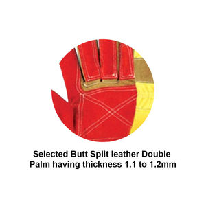 Guantes de Seguridad Holy Signs con Textura de Cuero, Flexibles, Rojos y Amarillos, Resistentes a la Abrasión, Antideslizantes, de Uso General, Hechos en Pakistán - Product Image 2