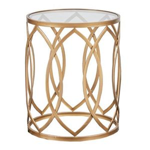 Table d'appoint sculpturale dorée en fil de fer avec support d'accent moderne artistique pour une décoration intérieure haut de gamme - Product Image 4
