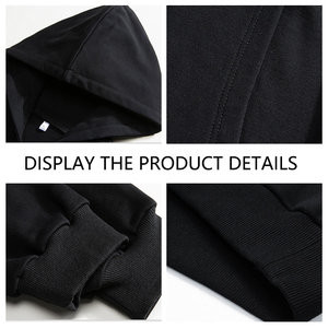 Ropa deportiva transpirable para hombre al por mayor, sudaderas con capucha forradas de lana de talla grande, jersey negro personalizado, ropa de calle pesada cómoda - Product Image 5
