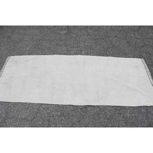 2.1x5.8 ft <b>Rug</b>, Vintage Turkish <b>Runner</b> <b>Rug</b>, White Wool <b>Rug</b> - Product Image 3