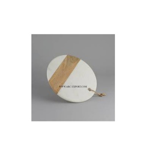 Tabla de cortar redonda de cocina para el hogar, tabla de cortar de mármol y madera de gran tamaño de la más alta calidad - Product Image 1